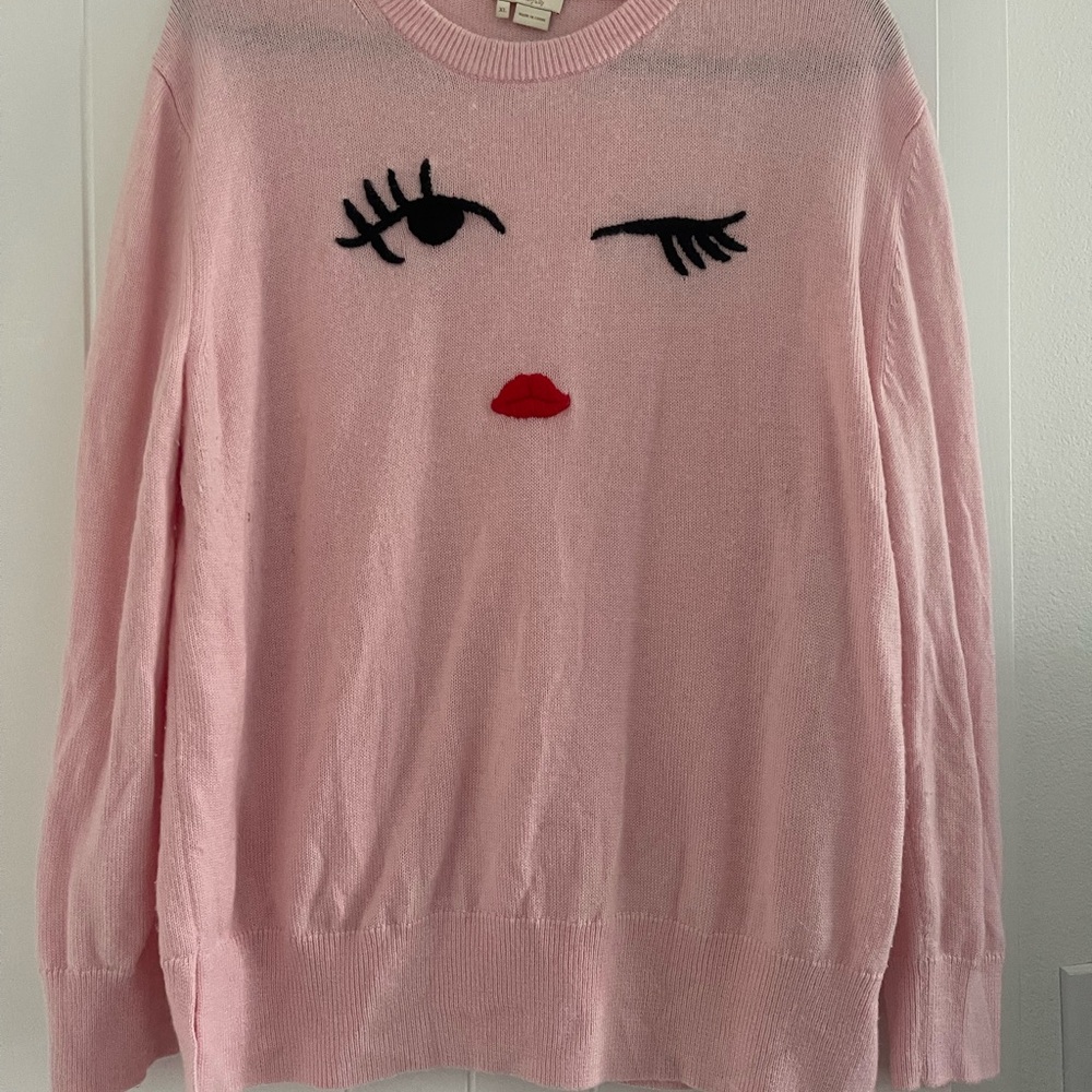 kate spade Pink Sweater with Wink Face Design